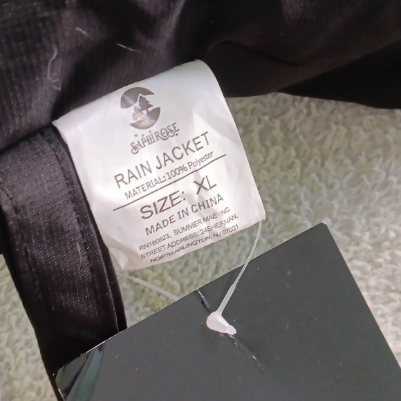 Hooded Saphirose black raincoat with case, XL, new - Picture 3 of 11